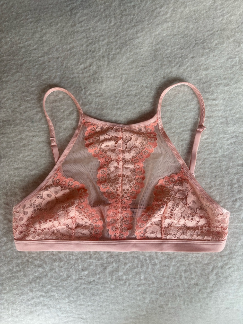 Victoria's Secret High-Neck Lace Bralette in Light Pink. Small